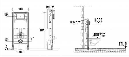 Сенсорная система инсталляции для подвесного унитаза 500х1125 (3 в 1) Terminus Тверь - фото 9