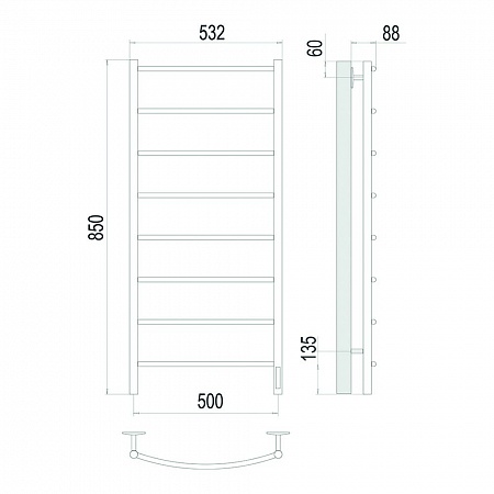 Классик П8 500х850 Электро (quick touch) Полотенцесушитель TERMINUS Сатин Тверь - фото 4