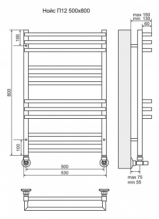 Нойс П12 500х800 Полотенцесушитель  TERMINUS Тверь - фото 3