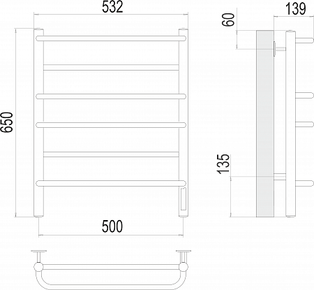 Евромикс П6 500х650 Электро (quick touch) Полотенцесушитель  TERMINUS Тверь - фото 3