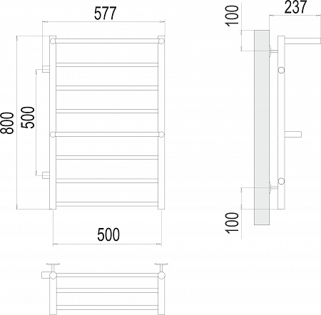 Аврора с 2-мя/п П8 500х800 бп500 слева Полотенцесушитель TERMINUS Тверь - фото 3