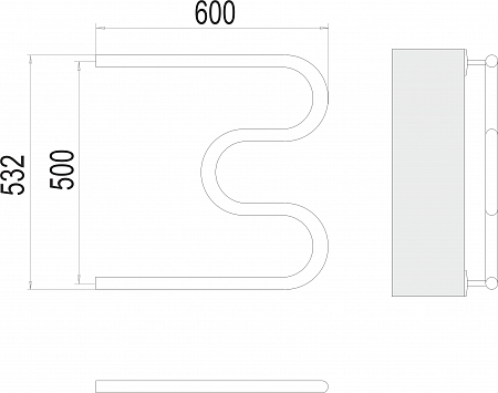 М-обр AISI 32х2 500х600 Полотенцесушитель  TERMINUS Тверь - фото 3
