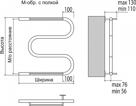 М-обр с/п AISI 32х2 500х600 Полотенцесушитель  TERMINUS Тверь - фото 3