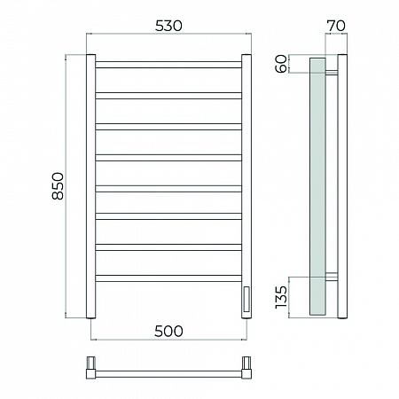 Ватикан П8 500х850 Электро Полотенцесушитель TERMINUS Брашированное золото Тверь - фото 4