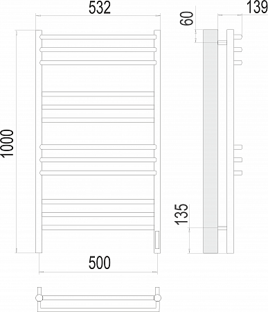 Прато П12 500х1000 электро (sensor quick touch) Полотенцесушитель  TERMINUS Тверь - фото 3