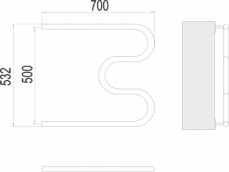 М-обр AISI 32х2 500х700 Полотенцесушитель  TERMINUS Тверь - фото 3