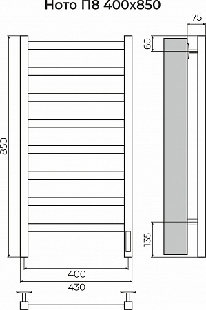 Ното П8 400х850 Электро (quick touch) Полотенцесушитель TERMINUS Тверь - фото 3