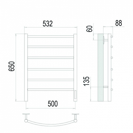 Классик П6 500х650 Электро (quick touch) Полотенцесушитель TERMINUS Сатин Тверь - фото 4