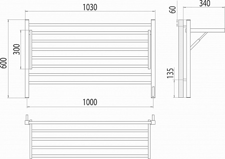 Горизонт П8 1000х600 электро КС ЧЕРНЫЙ МУАР (sensor quick touch) Полотенцесушитель TERMINUS Тверь - фото 5