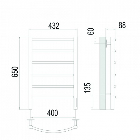 Классик П6 400х650 Электро (quick touch) Полотенцесушитель TERMINUS Сатин Тверь - фото 4